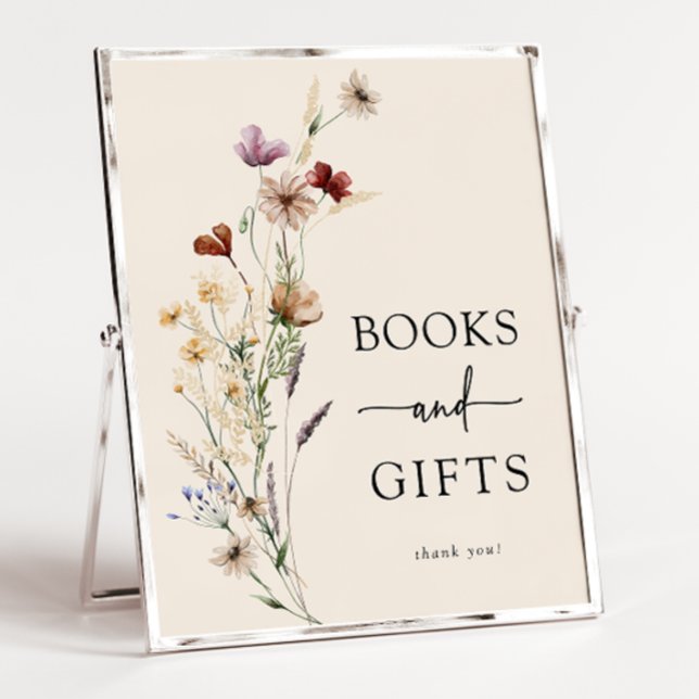 Boho Blommig Bebis Shower Affisch (Boho Wildflower Books and Gifts Wildflower Baby Shower Poster by Painted Paperie
)