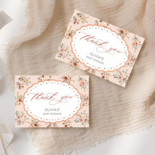 Boho Blommig Bebis Shower Tacksamhetskort Tack Kort