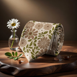 Boho blommig beige bakgrund slips