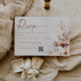Boho Blommig Beige Pampasgräs Bröllop RSVP-kort OSA Kort