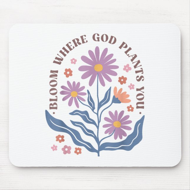 Boho Blommig Blomning Där Gud Planterar Dig Söt Mo Musmatta (Framsidan)