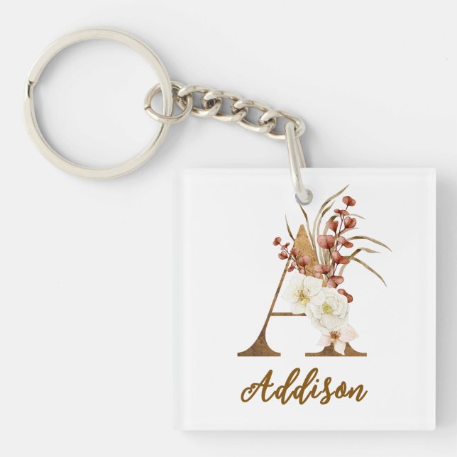 Boho blommig bokstav A monogram bröllopspresent (Framsidan)