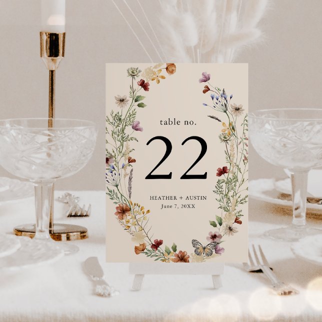 Boho Blommig Bordskort (Boho Floral Table Number
)