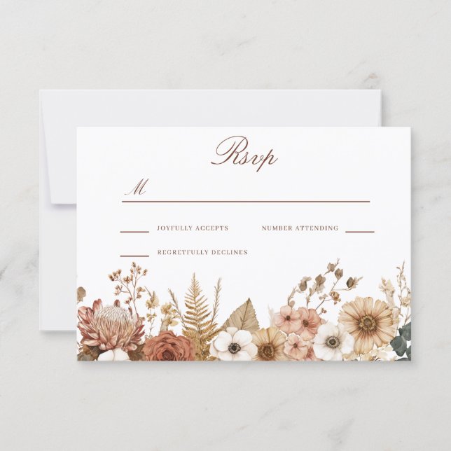 Boho Blommig Bröllop  OSA Kort (Framsida)
