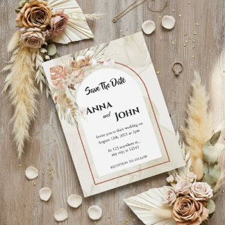 Boho Blommig Bröllop Spara Datum Datumet