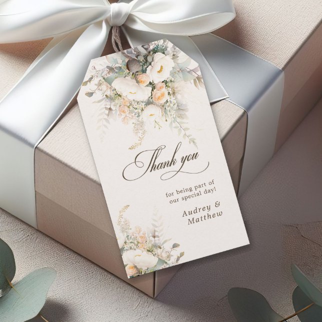 Boho Blommig Bröllop Tacksamhet  Presentetikett (Skapare uppladdad)