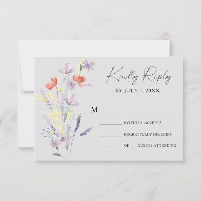 Boho Blommig Bröllops RSVP-kort OSA Kort (Framsida)