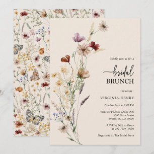Boho Blommig Bröllopsbrunch-inbjudan Inbjudningar
