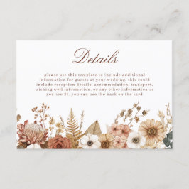 Boho Blommig Bröllopsdetalj Tilläggskort