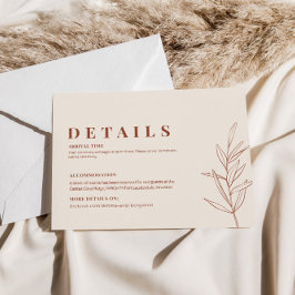 Boho Blommig Bröllopsdetaljer Inneslutande Kort