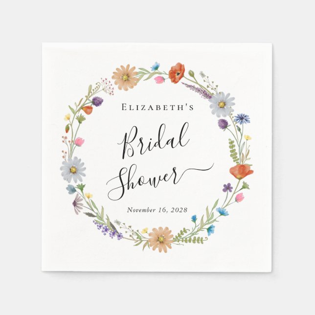 Boho Blommig Bröllopsdusch Pappersservett (Framsidan)
