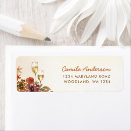 Boho Blommig Bröllopsdusch Returadress Etikett