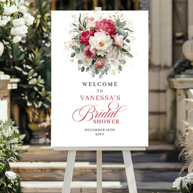 Boho Blommig Bröllopsfest Välkomstskylt Poster (Boho Floral Bridal Shower Welcome Sign)
