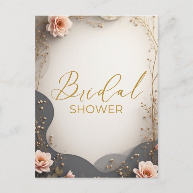Boho Blommig Bröllopsfestinladning Helg Vykort (Framsida)