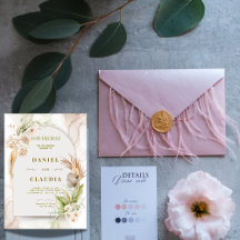 Boho Blommig Bröllopsinbjudan