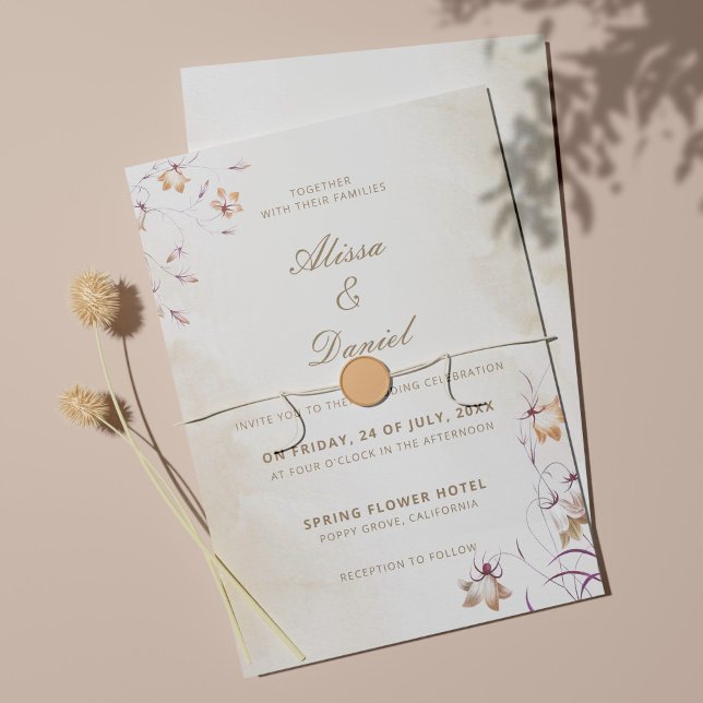 Boho Blommig Bröllopsinbjudan Inbjudningar (Skapare uppladdad)