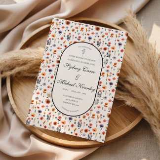 Boho Blommig Bröllopsinbjudan Kort