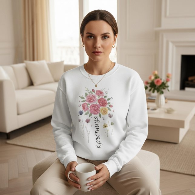 Boho Blommig Bulgarisk Gudmor Morsdagspresent T Shirt (Skapare uppladdad)