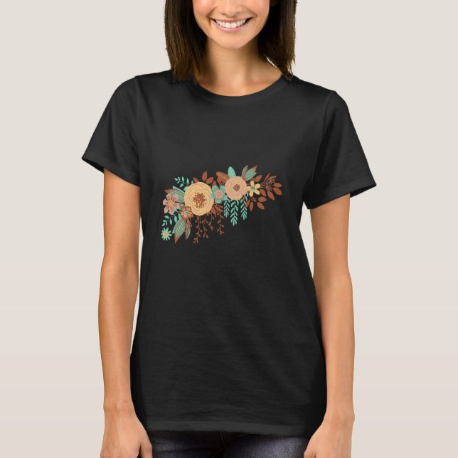 Boho blommig dam  t shirt (Framsida)