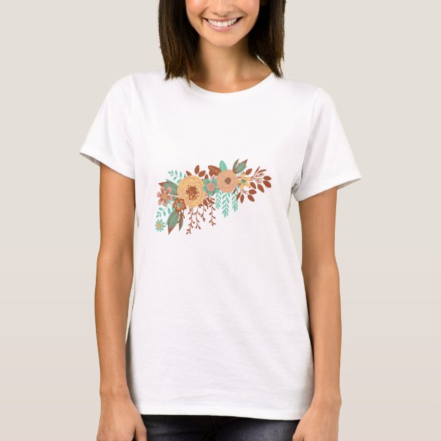 Boho blommig dam  t shirt (Framsida)