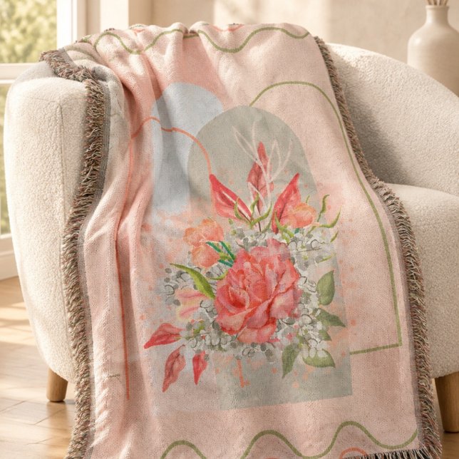Boho blommig design kastmadrass filt (Skapare uppladdad)