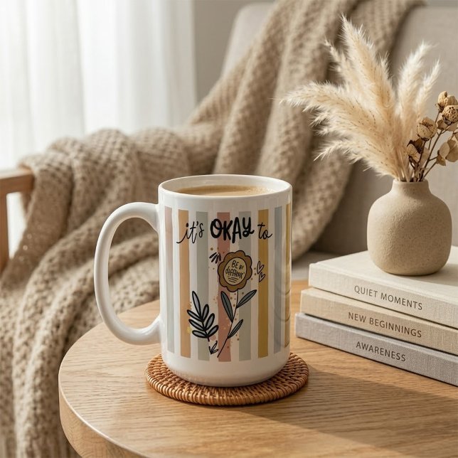 Boho Blommig Det är Okej att Vara Annorlunda Kaffemugg (Skapare uppladdad)