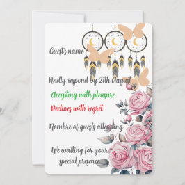 Boho Blommig Drömfångare Bröllop RSVP-kort