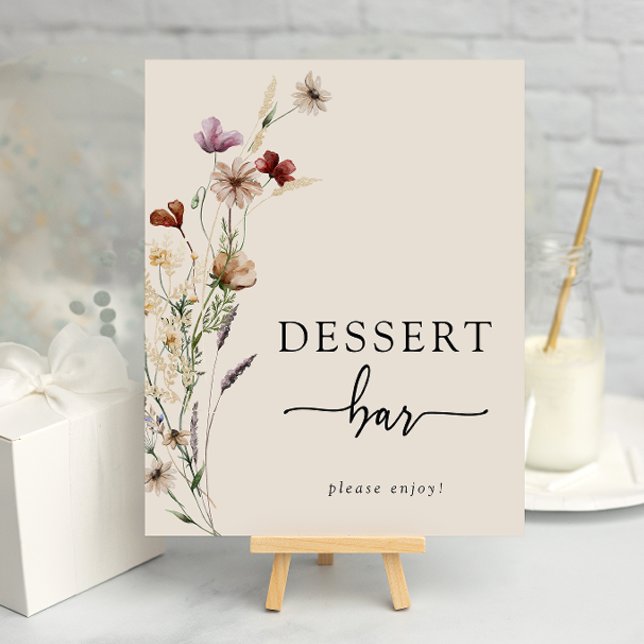 Boho Blommig Efterrätstavla Affisch (Boho Floral Dessert Poster
)