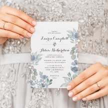 Boho Blommig & Eukalyptus Dammig Blå Bröllop