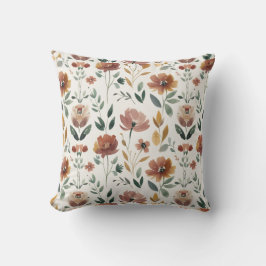 Boho Blommig Geometri – Jordnära Vildblommamönster Kudde