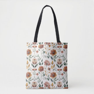 Boho Blommig Geometri – Jordnära Vildblommiga Möns Tygkasse