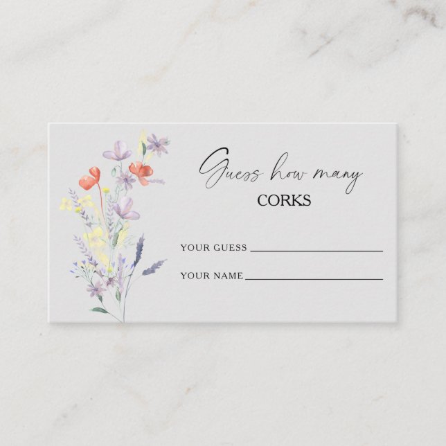 Boho blommig gissa hur många korkar bröllopsspel tilläggskort (Framsida)