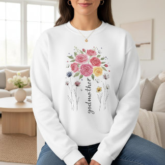 Boho Blommig Gudmoder Bouquet Morsdagspresent T Shirt