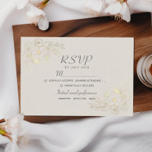 Boho Blommig Guld Bröllops RSVP-kort