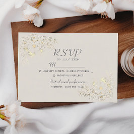 Boho Blommig Guld Bröllops RSVP-kort OSA Kort