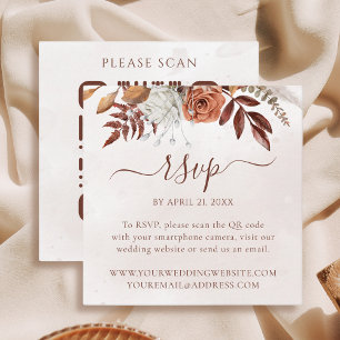 Boho Blommig Höst Bröllopswebbplats QR-kod RSVP Tilläggskort