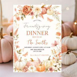 Boho Blommig Höst Friendsgiving Middagsinbjudan Inbjudningar
