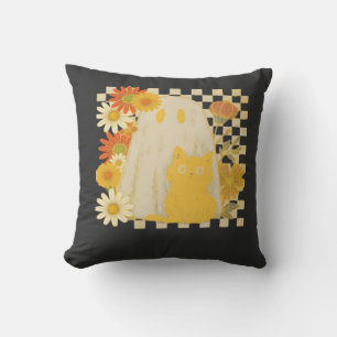 Boho Blommig Höst Spöke och Svart Katt Halloween F Kudde