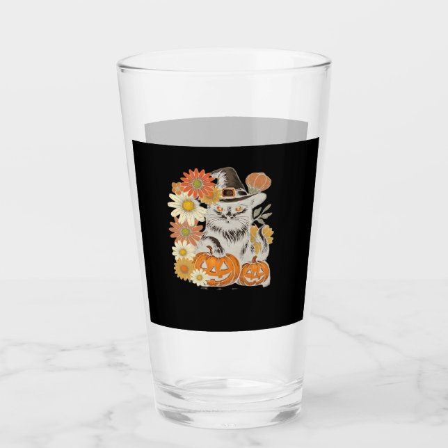 Boho Blommig Höst Svart Katt Halloween Essential T Glaskopp (Framsida)