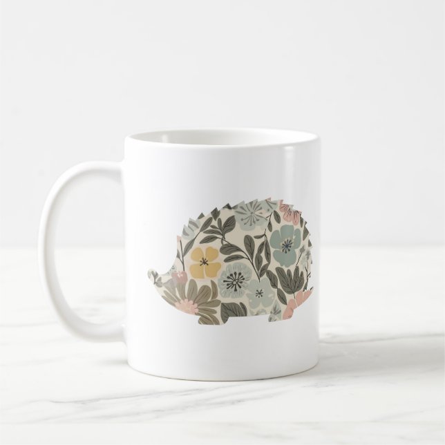 Boho Blommig Igelkott Kaffemugg (Vänster)