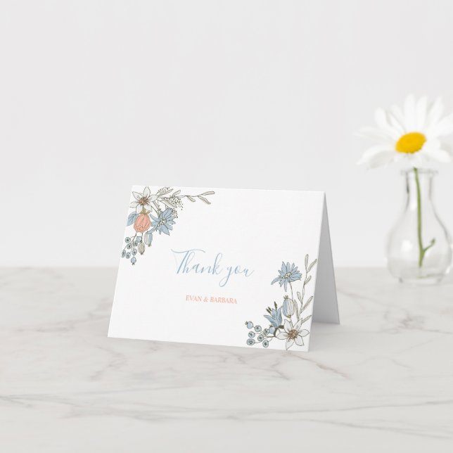 Boho Blommig Illustration Tackkort Kort (Liten växt)