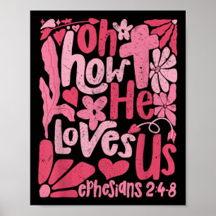 Boho Blommig Jesus Kristna Alla Hjärtans Dag Åh Hu Poster