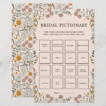 Boho Blommig Jord Botanisk Bröllops Pictionary Lek