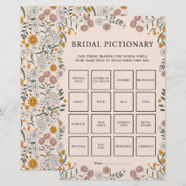 Boho Blommig Jord Botanisk Bröllops Pictionary Lek