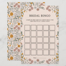 Boho Blommig Jord Botanisk Bröllopsbingo Spelkort