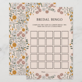 Boho Blommig Jord Botanisk Bröllopsbingo Spelkort