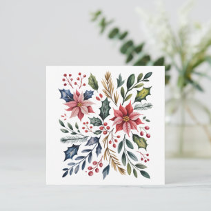 Boho Blommig Jul Högtid Vinter Söt Högtid  Julkort