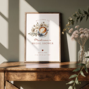 Boho Blommig Kaffe Bröllopsdusch Välkommen Poster