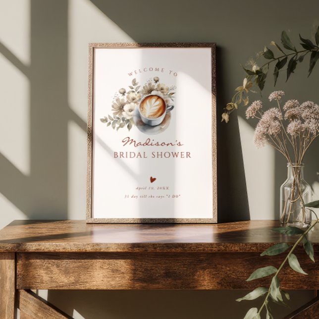 Boho Blommig Kaffe Bröllopsdusch Välkommen Poster (Skapare uppladdad)