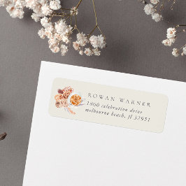 Boho Blommig Kaffe Returadress Etikett